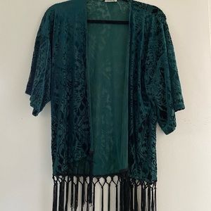 Women’s Green Velvet Kimono